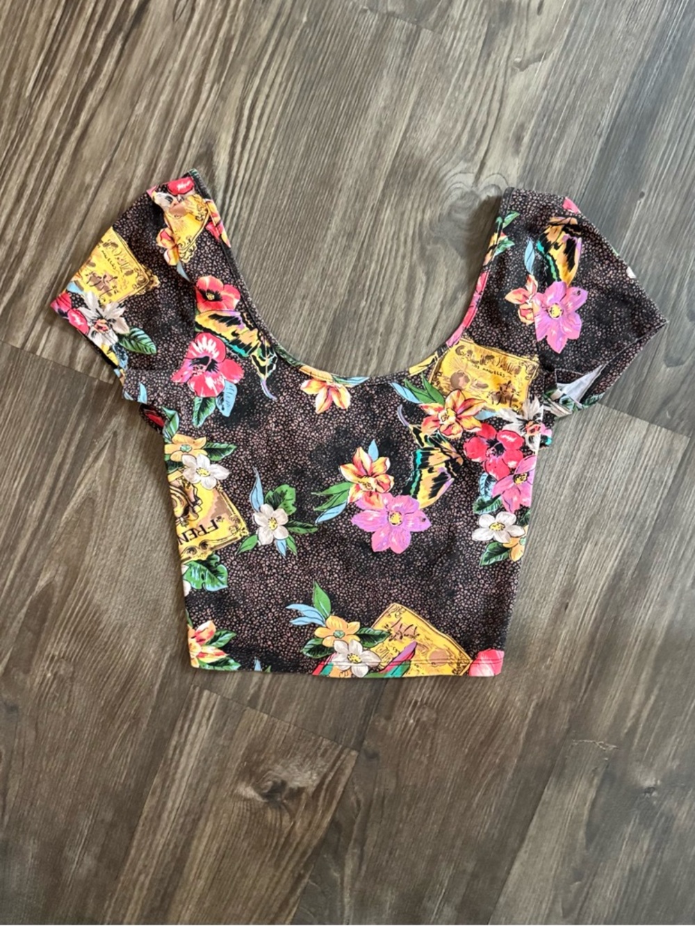 Forever 21 Indie Sleaze Festival Tropical Crop Top - Criss Cross Back - Sz M